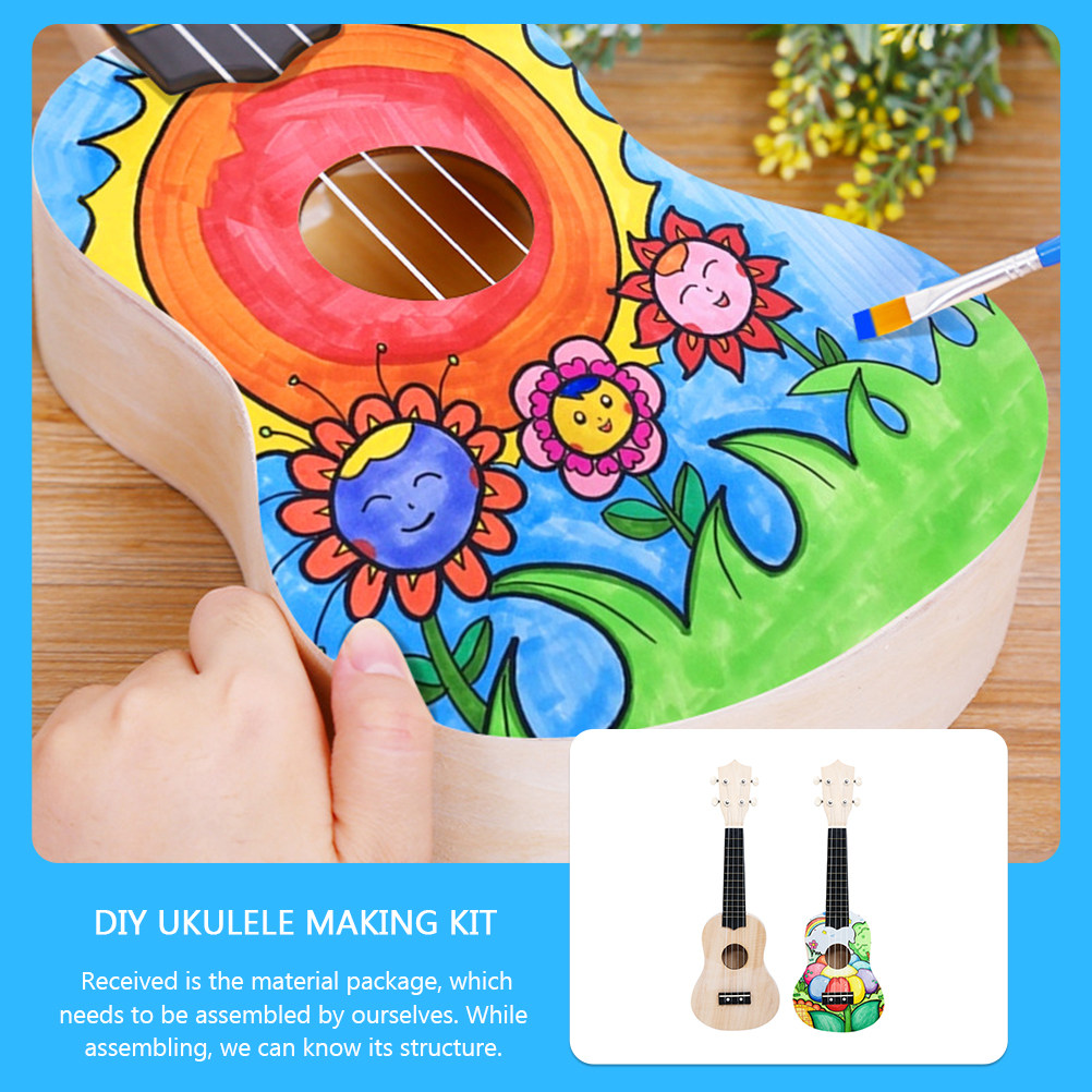 Musical Instrument Diy For Kids - ชุดอุปกรณ์ทำอูคูเลเล่ DIY 1 ชุด วัสดุไม้ ชุดสร้างสรรค์เครื่องดนตรีทำมือสำหรับเด็ก