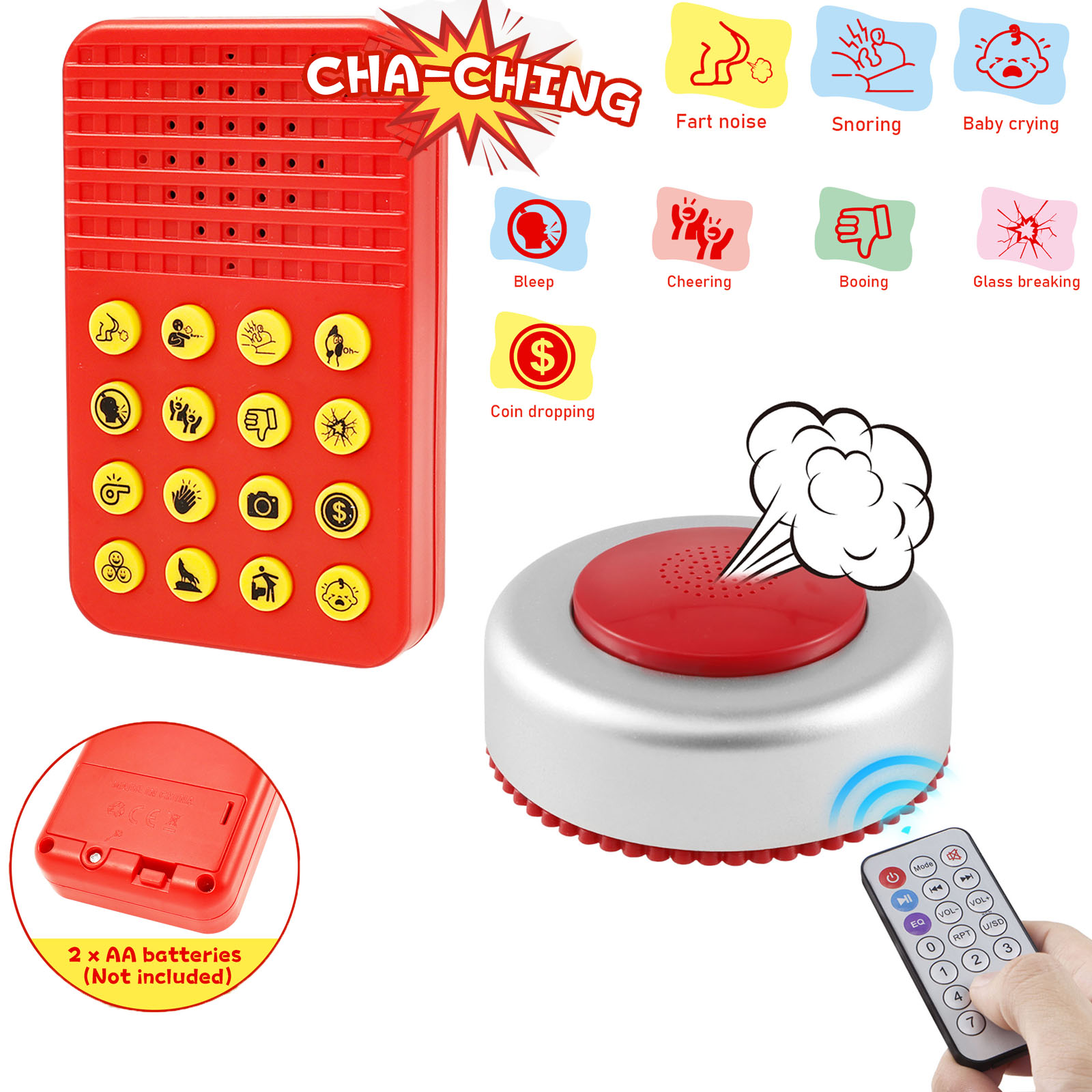 Musical Instrument Gong - เครื่องทำเสียงเอ๊ยมตลก รีโมทควบคุม เครื่องสร้างเสียงเอ๊ยม ของเล่นแกล้งคน ของเล่นตลกสำหรับงานปาร์ตี้ เกม