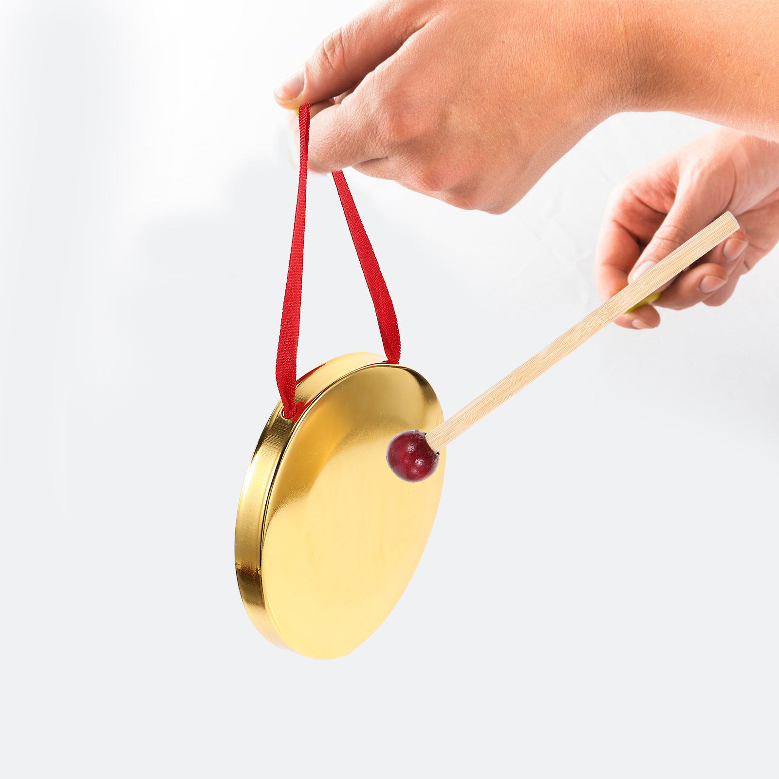 Musical Instrument Gong - 1 ชุด ฆ้องมือถือขนาดเล็ก เครื่องดนตรีประเภทเคาะจังหวะ ทำจากโลหะ อุปกรณ์ประกอบงานดนตรี