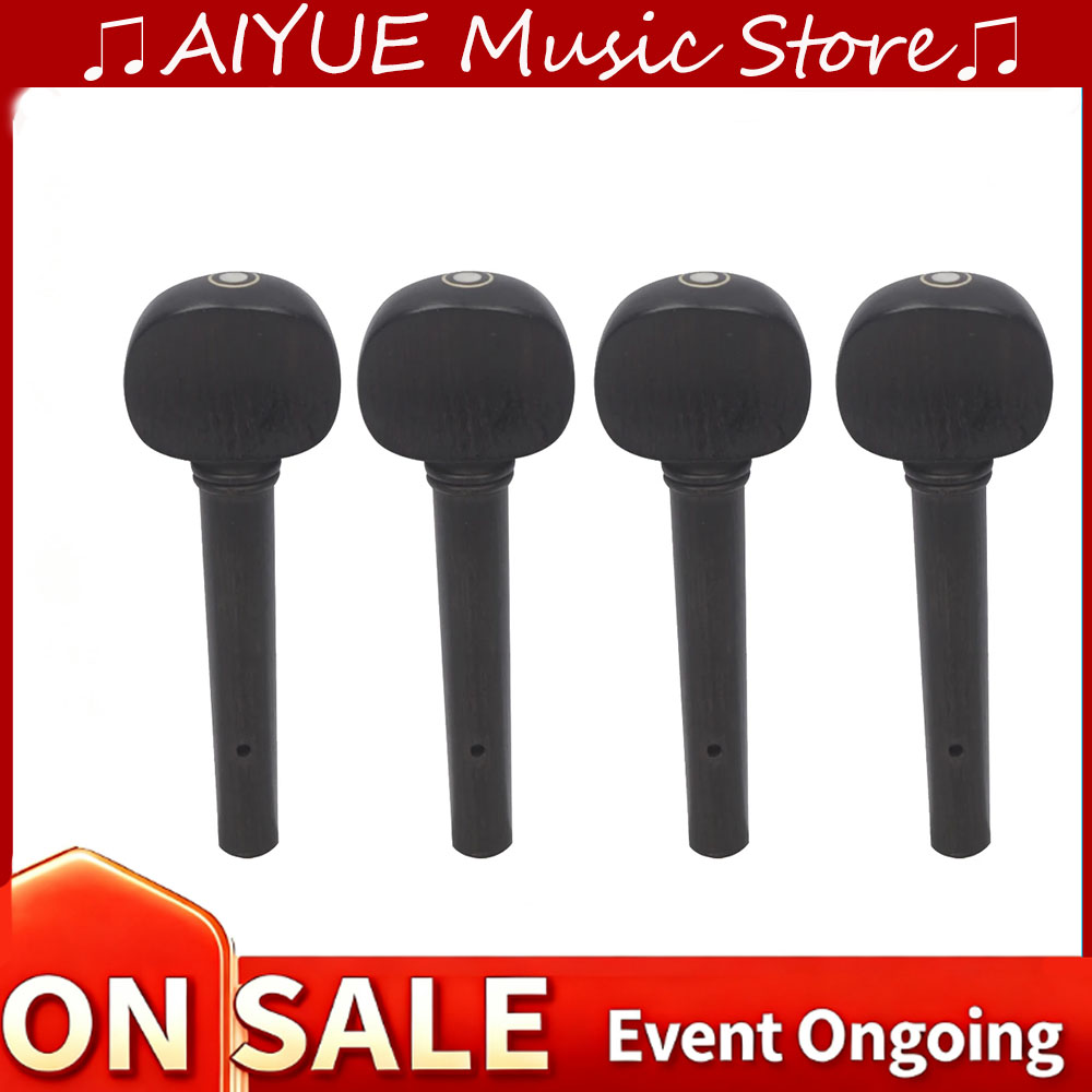 Musical Instrument Cello - ชุดลูกบิดปรับเสียงไวโอลิน 4 ชิ้น/ชุด ทำจากไม้มะเกลือ สำหรับไวโอลินขนาด 1/8