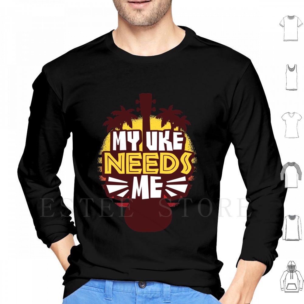 Musical Instrument Hawaii - Ukulele Hoodies แขนยาว Ukulele Uke เครื่องดนตรีฮาวายเครื่องดนตรี