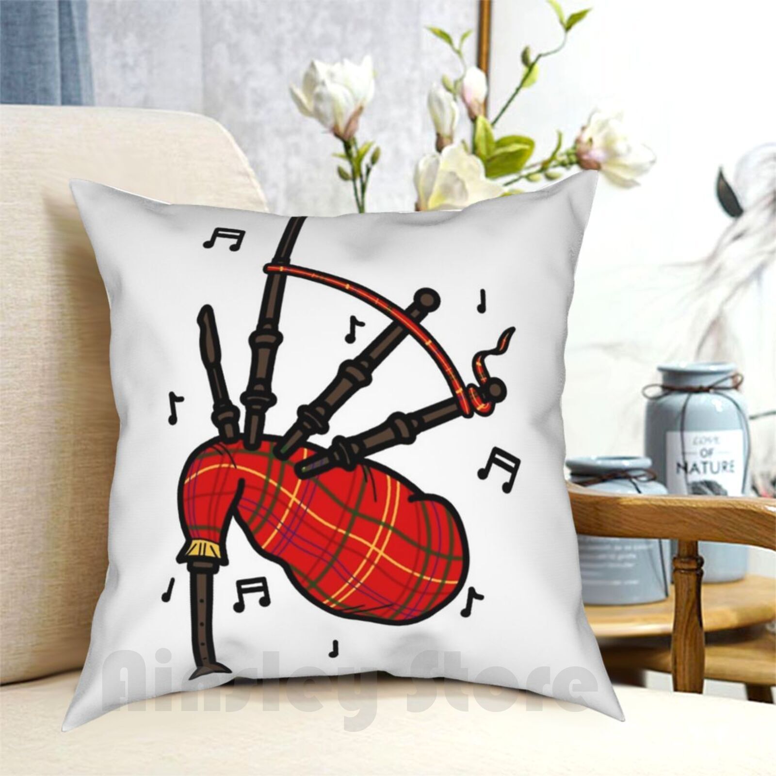 Musical Instrument In Scotland - ปลอกหมอนอิงลายเครื่องดนตรีแบ็กไพป์ ปลอกหมอนอิงนุ่มสำหรับตกแต่งบ้าน ลายเครื่องดนตรีแบ็กไพป์ สกอตแลนด์ ลายสก็อต