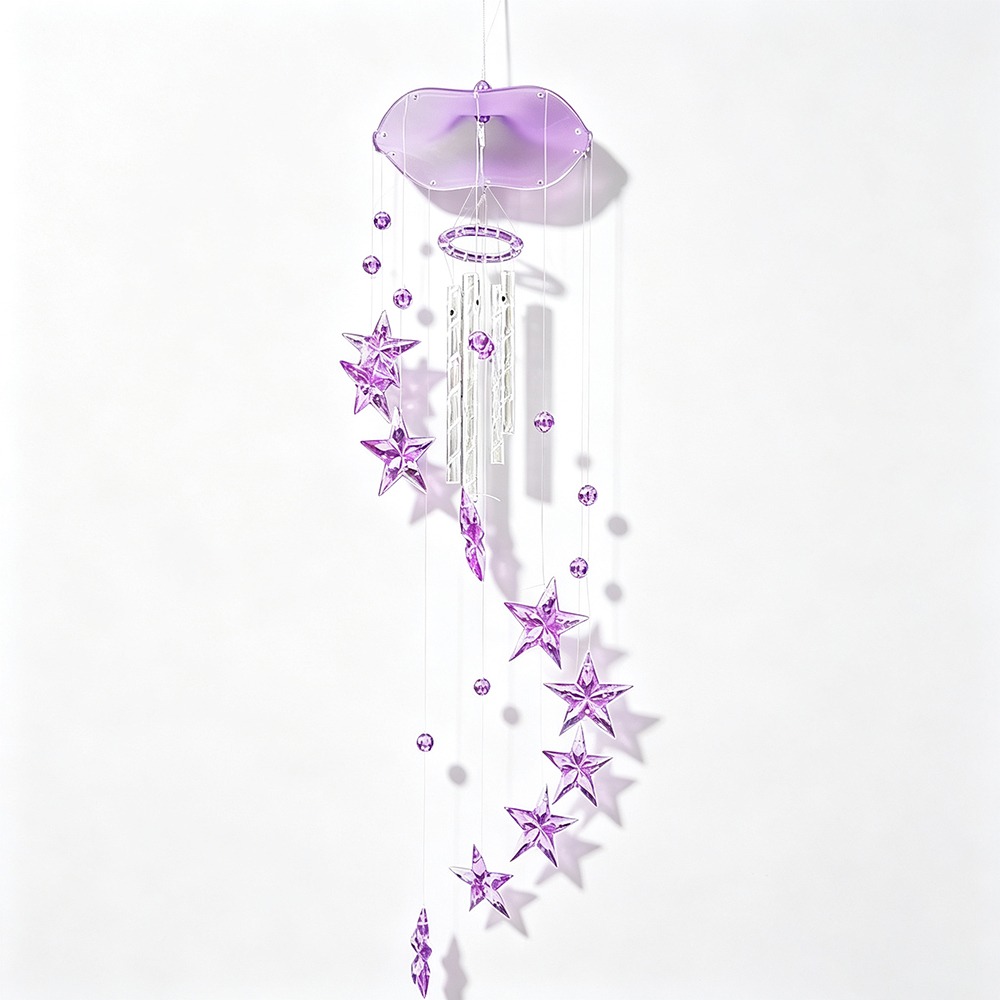 Wind Chime Tubular - กระดิ่งลมท่อโลหะ ดีไซน์สร้างสรรค์ รูปทรงดอกบัวฮินีอา กระดิ่งลมท่อโลหะ ท่ออะคริลิก ยาว
